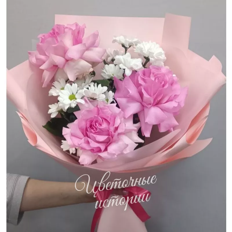 Монобукет &laquo;Букет Нежность с французской розой&raquo; 2