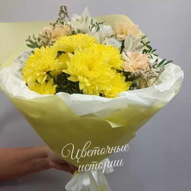 Сборный букет &laquo;Букет Нежность с желтой хризантемой&raquo; 2