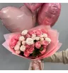 Букет &laquo;Комбо с пионовидной  розой и шарами&raquo;