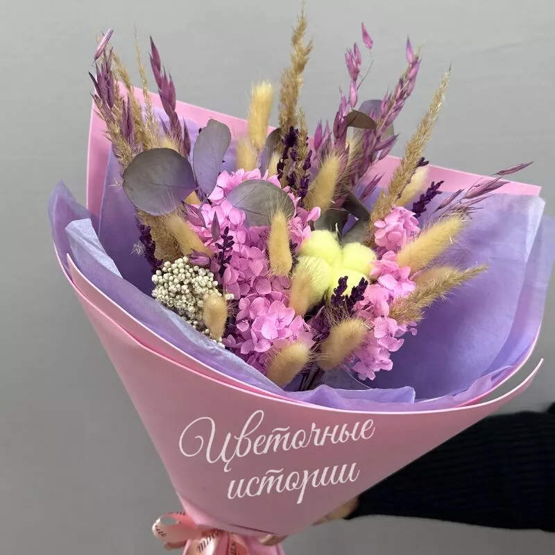 Сиреневая дымка-букет из сухоцветов. 2