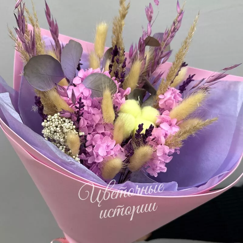 Сиреневая дымка-букет из сухоцветов. 1