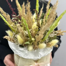 Коробка с сухоцветами &laquo;Экостиль&raquo; от интернет-магазина «Цветочные истории»