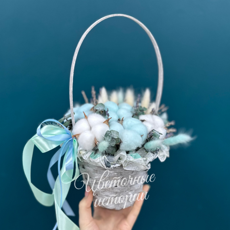 Корзинка с сухоцветами &laquo;Лунный свет&raquo; 1