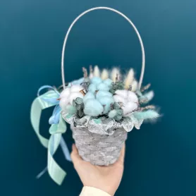 Корзинка с сухоцветами &laquo;Лунный свет&raquo; от интернет-магазина «Цветочные истории»