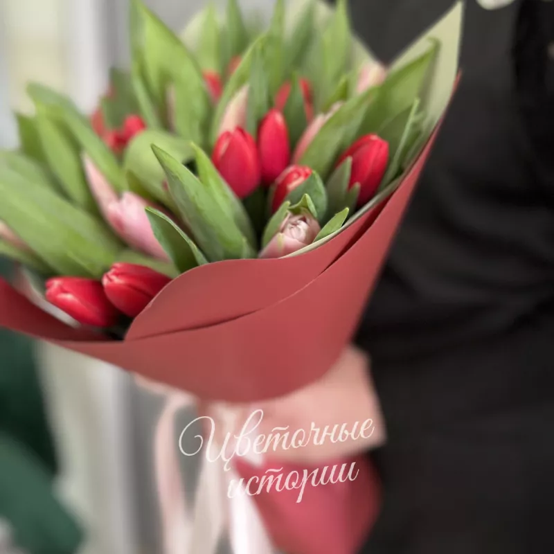 Букет &laquo;Тюльпановый микс из 35 Тюльпанов&raquo; 1