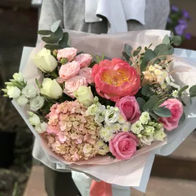 Букет из пионов &laquo;Яркие чувства&raquo; от интернет-магазина «Цветочные истории»