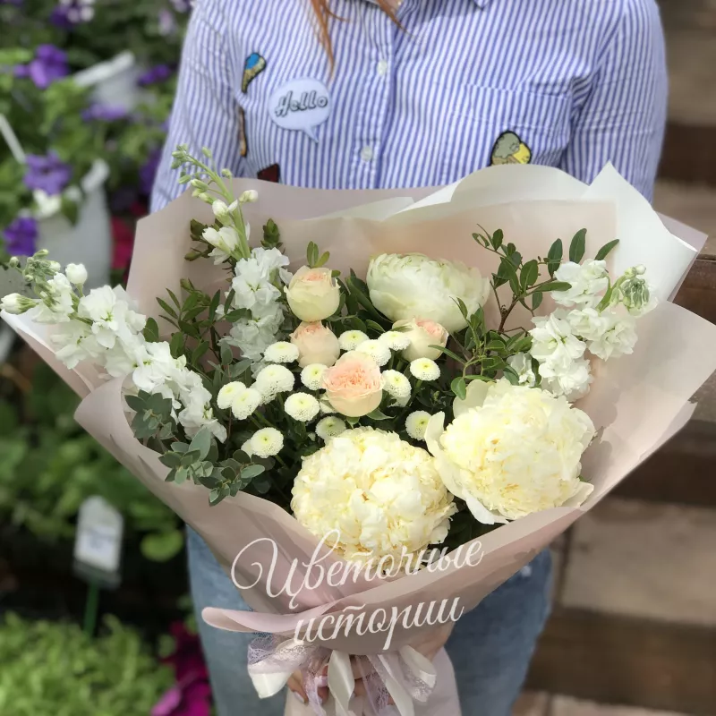 Букет из пионов &laquo;Нежный рассвет&raquo;