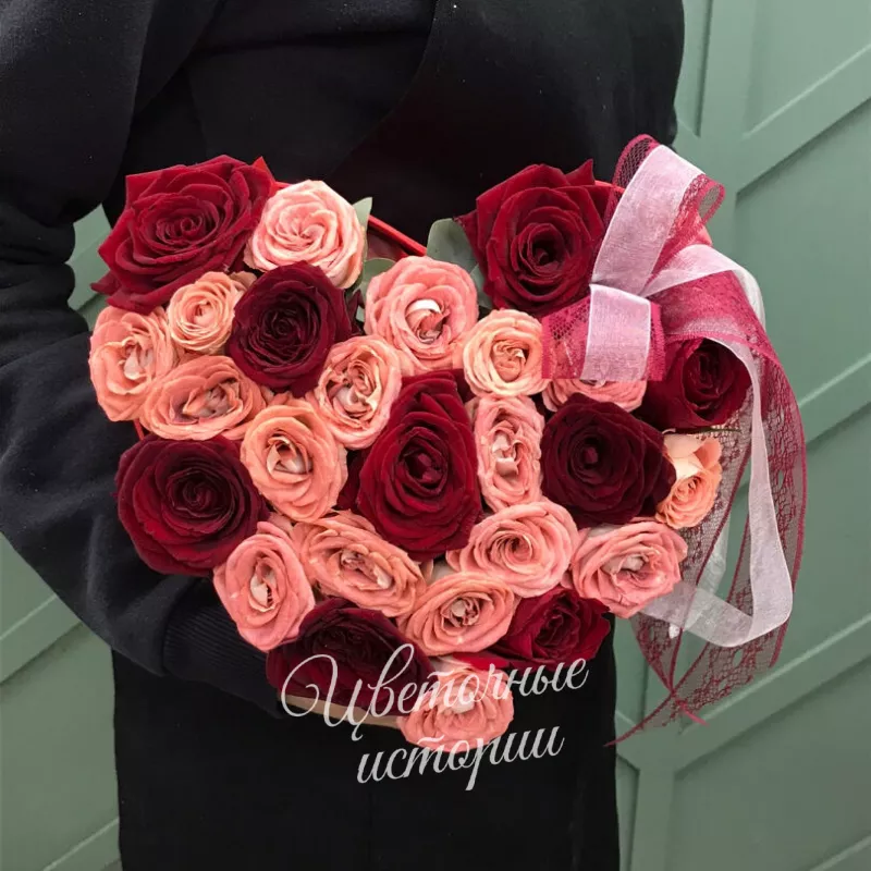 Композиция в коробке &laquo;Сердце любимой&raquo;